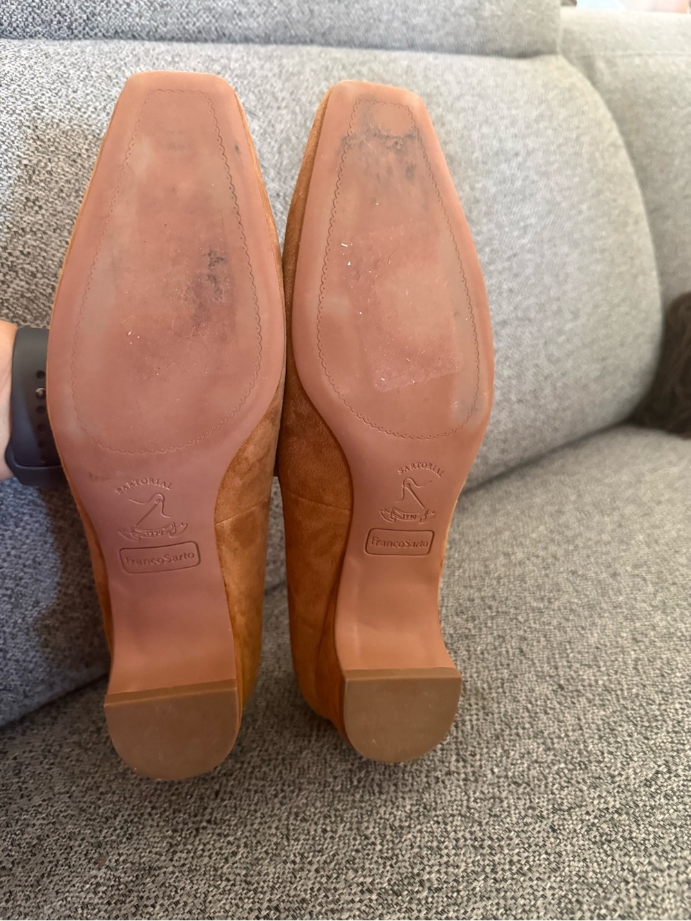 Franco Sarto Cognac Suede Square-Toe Flat - Picture 3 of 4